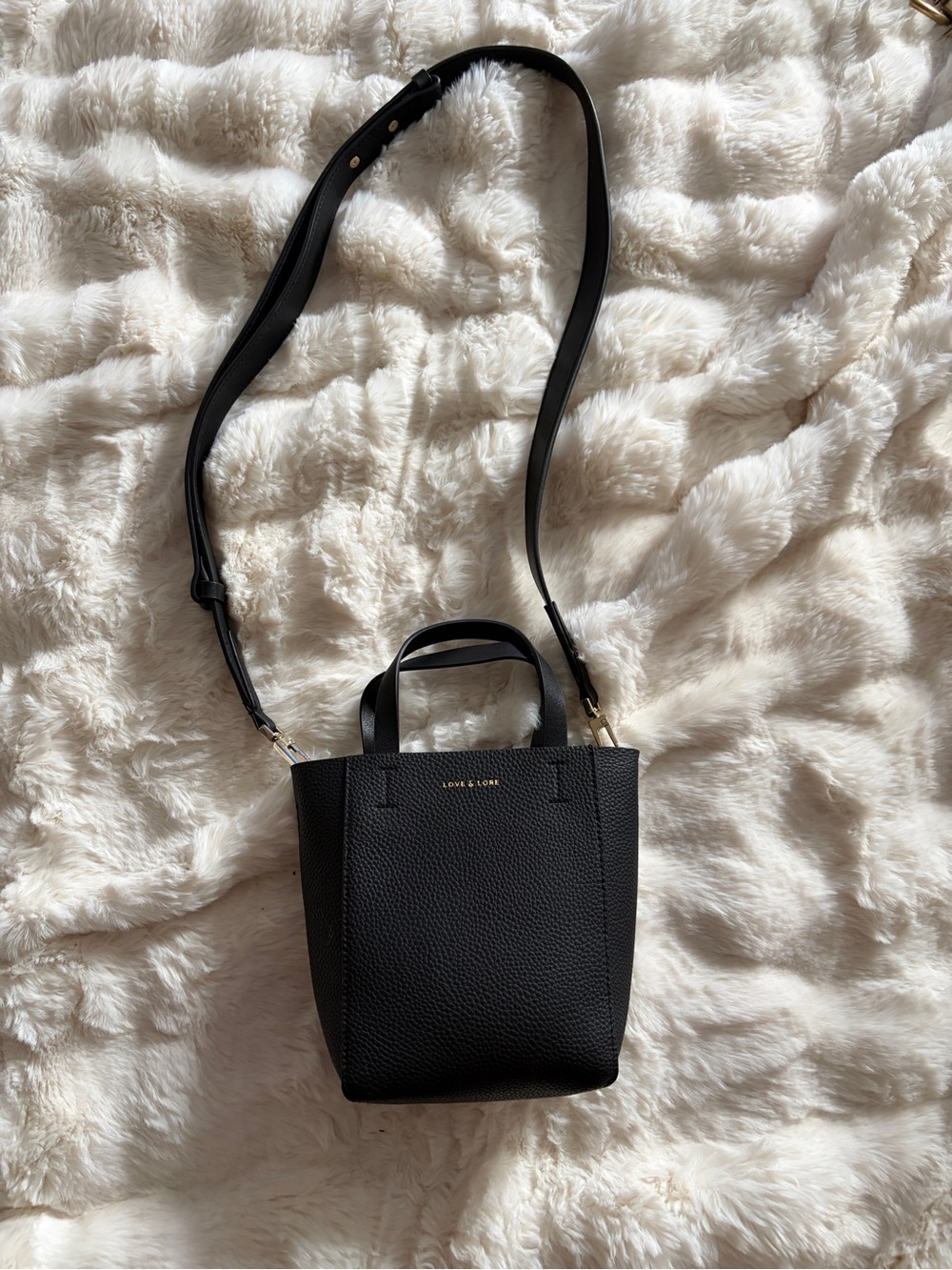 Love & Lore Black Pebbled Faux Leather Mini Tote Crossbody